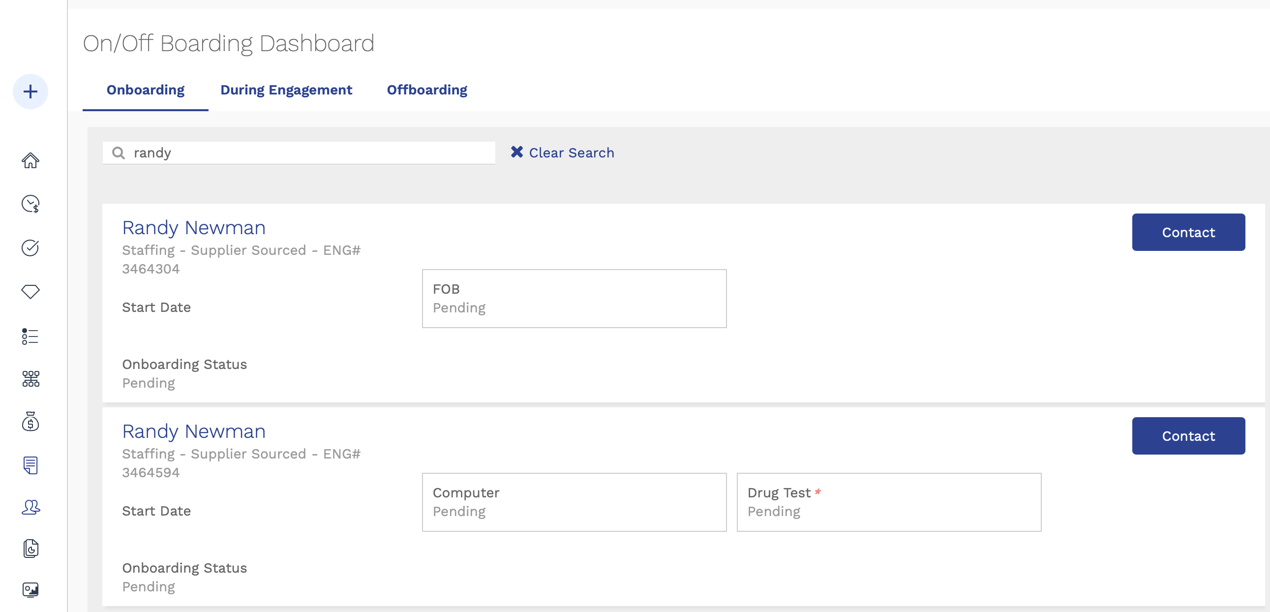 On/Off Boarding Dashboard