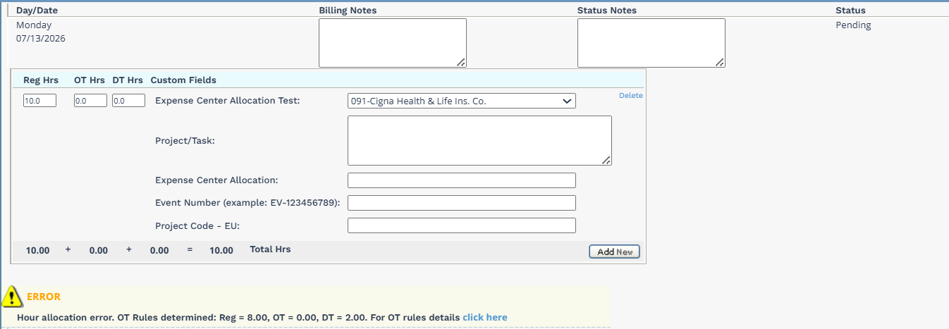 Specific Day DT multi-select with Monday selected